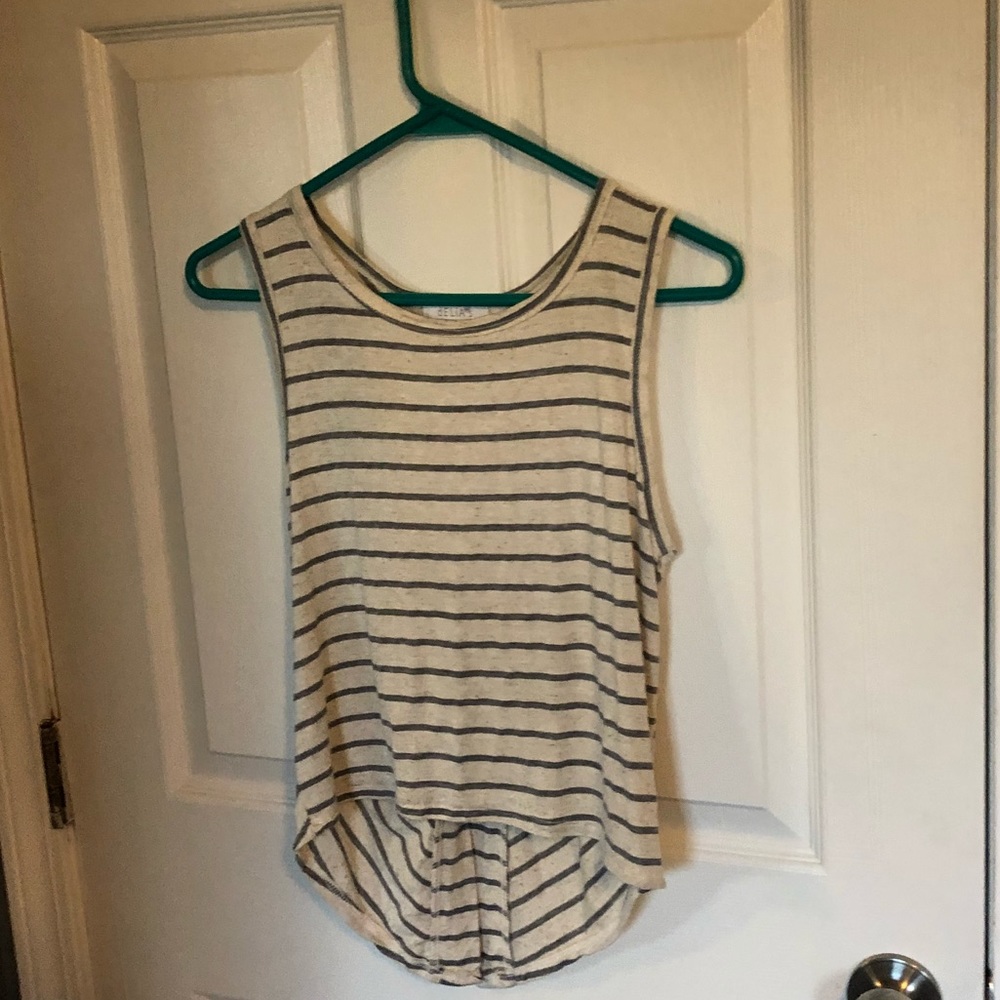 Grey and white open back tank